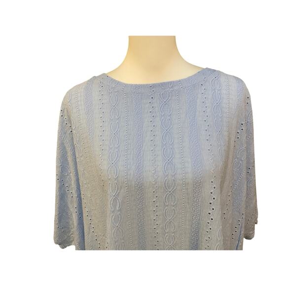 Bloomchic Eyelet Trim Stretchy Textured Plain Top Size 22-24 Office Casual - Picture 2 of 7